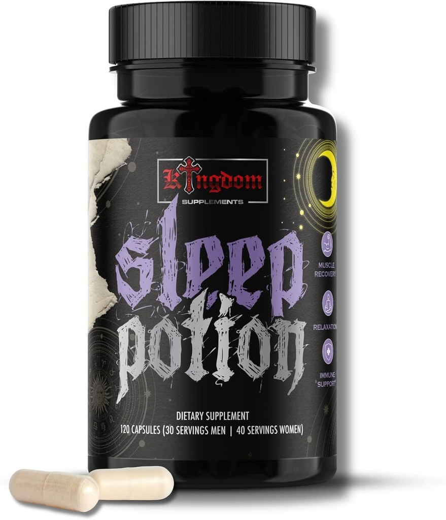 Potion ύπνου, Melatonin-ελεύθερος ύπνος Κάψουλες 120 Count, Μαγνήσιο Γλυκινικό L-Θεανίνη Ψευδάργυρος Γλυκινικό Χαμομήλι Jujube Σπόροι Lemon Balm, 30 έως 40 Σερβίρεις, Χωρίς γλουτένη