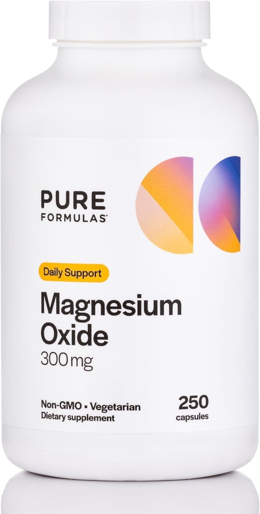 PureFormulas Μαγνήσιο Οξείδιο 300 mg – Υγιής Καρδιά, Χαλάρωση, Ανοσολογική Υποστήριξη, Κάψουλες Χορτοφαγικής Μη ΓΤΟ – 250 Count