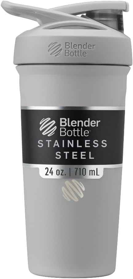 BlenderBottle Sport Μονωμένο μπουκάλι αναδευτήρα από ανοξείδωτο χάλυβα με σύρμα Whisk, 24 Ounce, γκρι – πρωτεΐνη Shakes & ενυδάτωση για αθλητές & Fitness Enthusiasts, Easy Mixing, διατηρεί τα ποτά κρύα, κλειδωμένα Lid