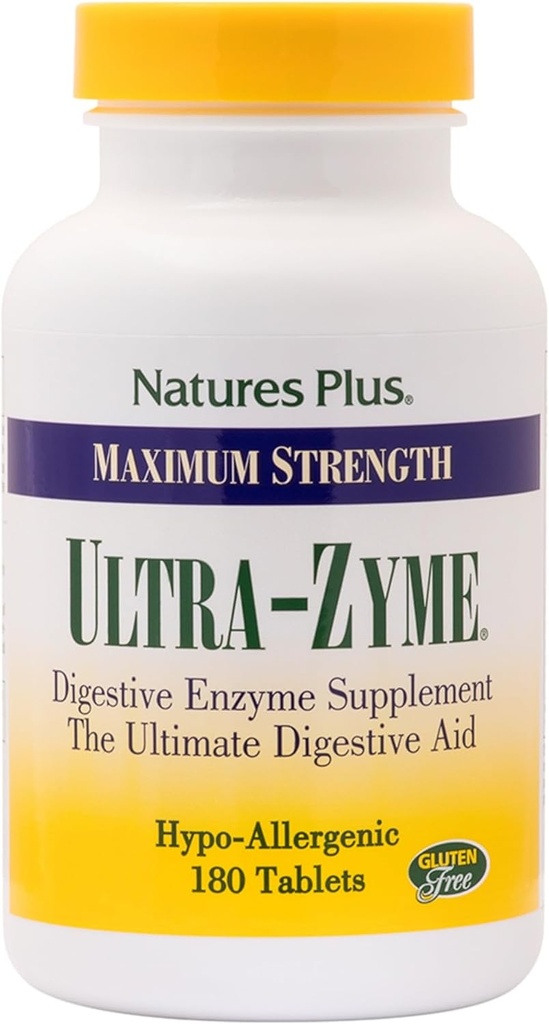 NaturesPlus Ultra-Zyme - 180 Tablets - Enzyme Supplement to Support Healthy Digestion - Gluten Free - 90 Servings
