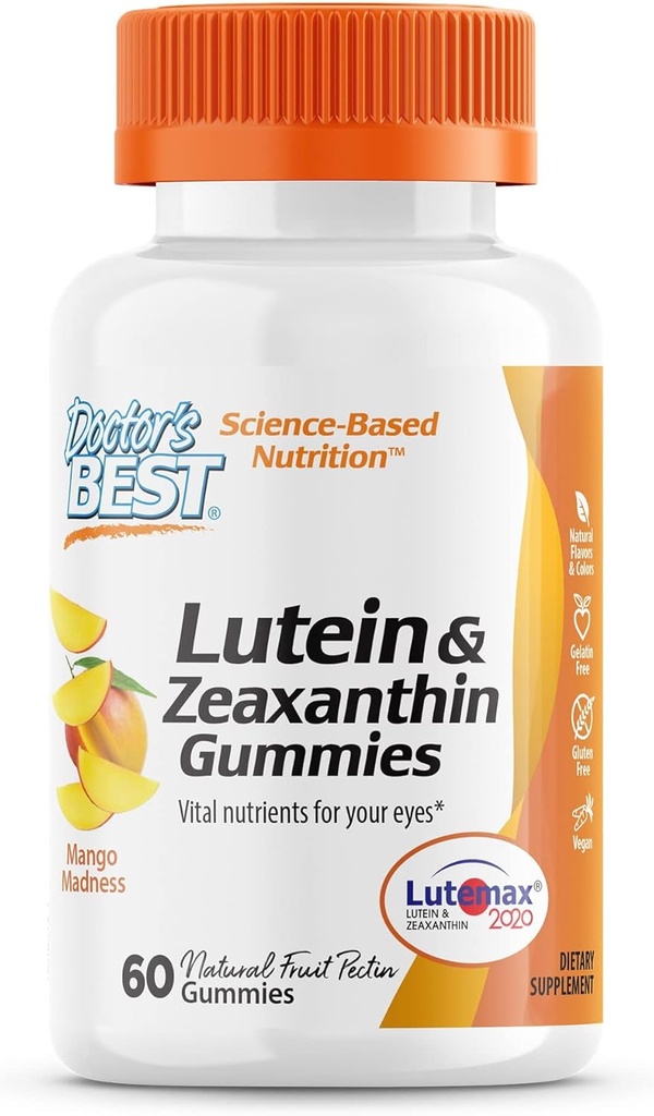 BEST Lutein Gummies του γιατρού με Lutemax 2020, 60 Ct, Chewable Natural Eye Support Supplement, Marigold Lutein, Zeaxanthin, Eye Health & Macular Support, Non-GMO, Natural Fruit Pectin, Vegan