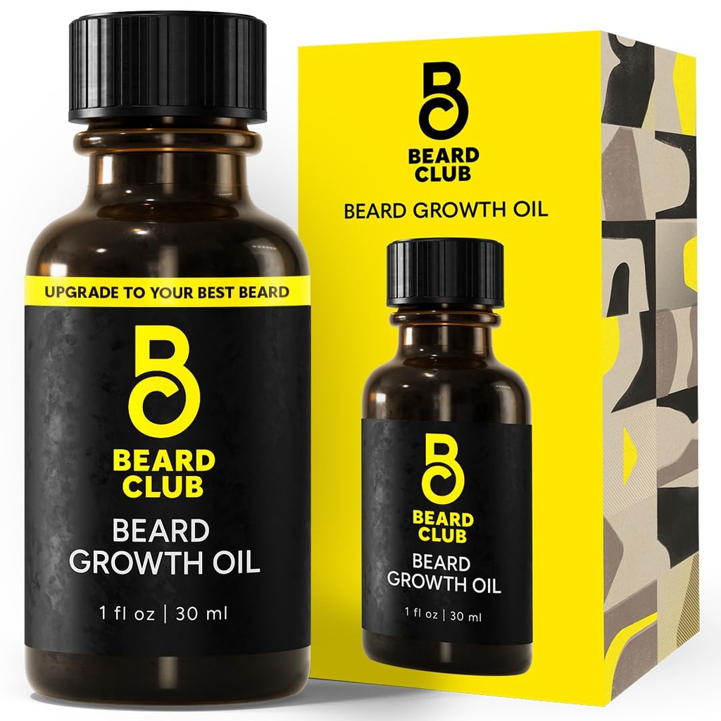 Beard Club - Γενεαλογικός ορός ανάπτυξης με φυσικό κάστορα, καρύδα και αβοκάντο για να αυξηθεί ένα Thicker, Fuller Beard, Συμπληρώστε Patches και να τονώσει την υγιή ανάπτυξη των μαλλιών προσώπου