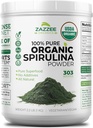 Zazzee Organic Spirulina Powder, 2,2 Λίρες (1 KG), USDA Certified, 303 Εξυπηρετήσεις, Kosher, 100% Καθαρή, μη ακτινοβολημένη, Mess-free Ευρυζωνικό Δοχείο Στόματος, Φρέσκια μυρωδιά και Ουδέτερη Γεύση, Μη ΓΤΟ, Χωρίς Γλουτένη