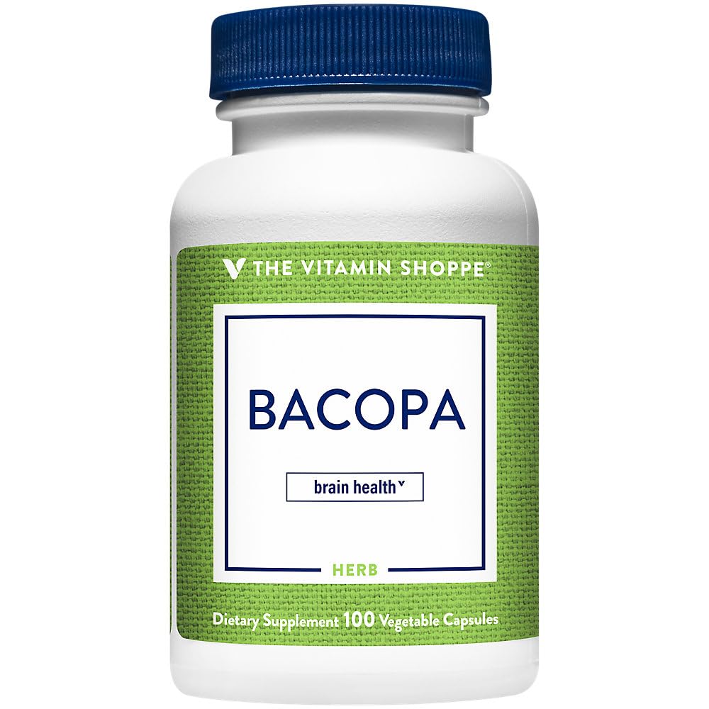 Το Vitamin Shoppe Bacopa 500MG (Bacopa Monnieri), Κλινικά Σπουδασμένη Συστατικό, συμπλήρωμα υποστήριξης του εγκεφάλου, μία φορά την ημέρα (100 κάψουλες)