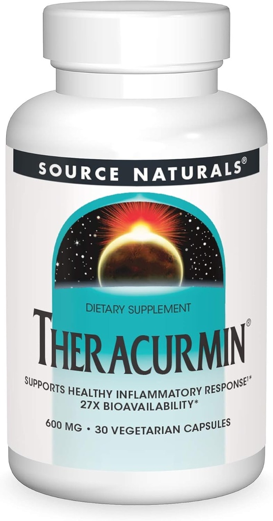 Source Naturals Theracurmin, Υποστηρίζει Υγιεινή Φλεγμονώδης Ανταπόκριση *, 600 mg - 30 κάψουλες χορτοφάγων
