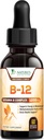 B-12 Βιταμίνης Dropπές (Methylcobalamin) Extra Strength Super B Complex - Υπογλώσσιο B12 Υγρό για την Ανοσολογική Υποστήριξη, την Υγεία της Καρδιάς & την Κυτταρική Ενέργεια Υποστήριξη, Βατόμουρο Γεύση - 2 Fl Oz