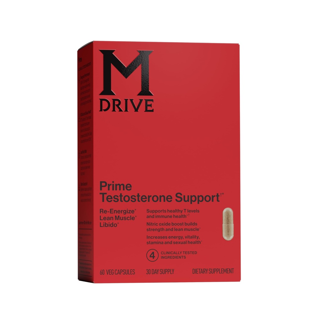 Mdrive Prime - ανδρικό συμπλήρωμα T-Support, Max Energy, Focus & Lean Muscle, KSM-66 Ashwagandha, S7 Nitric Oxide Booster, Bioperine και DHEA,30 Υπηρεσίες, 60 Count