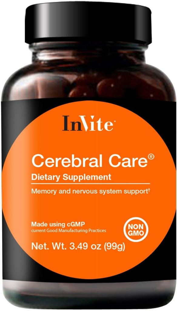 Invite Health Cerebral CareTM - Υποστηρίζει την υγεία του εγκεφάλου συμπεριλαμβανομένης μνήμης, εστίασης, προσοχής και διάθεσης - Περιέχει Ινοσιτόλη, Acetyl-L-καρνιτίνη, Χολίνη, Φωσφατιδυλσερίνη, Ασταξανθίνη - 30 Υπηρεσίες
