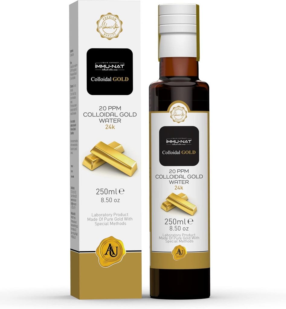 Κολλοειδές χρυσό νερό 24K καθαρό υγρό 20PPM (8.5oz) συμπλήρωμα ορυκτών για την ενισχυμένη γνωστική λειτουργία, εστίαση, δημιουργικότητα, ηρεμία, βοήθεια ύπνου - αποκωδικοποίηση του πεύκου