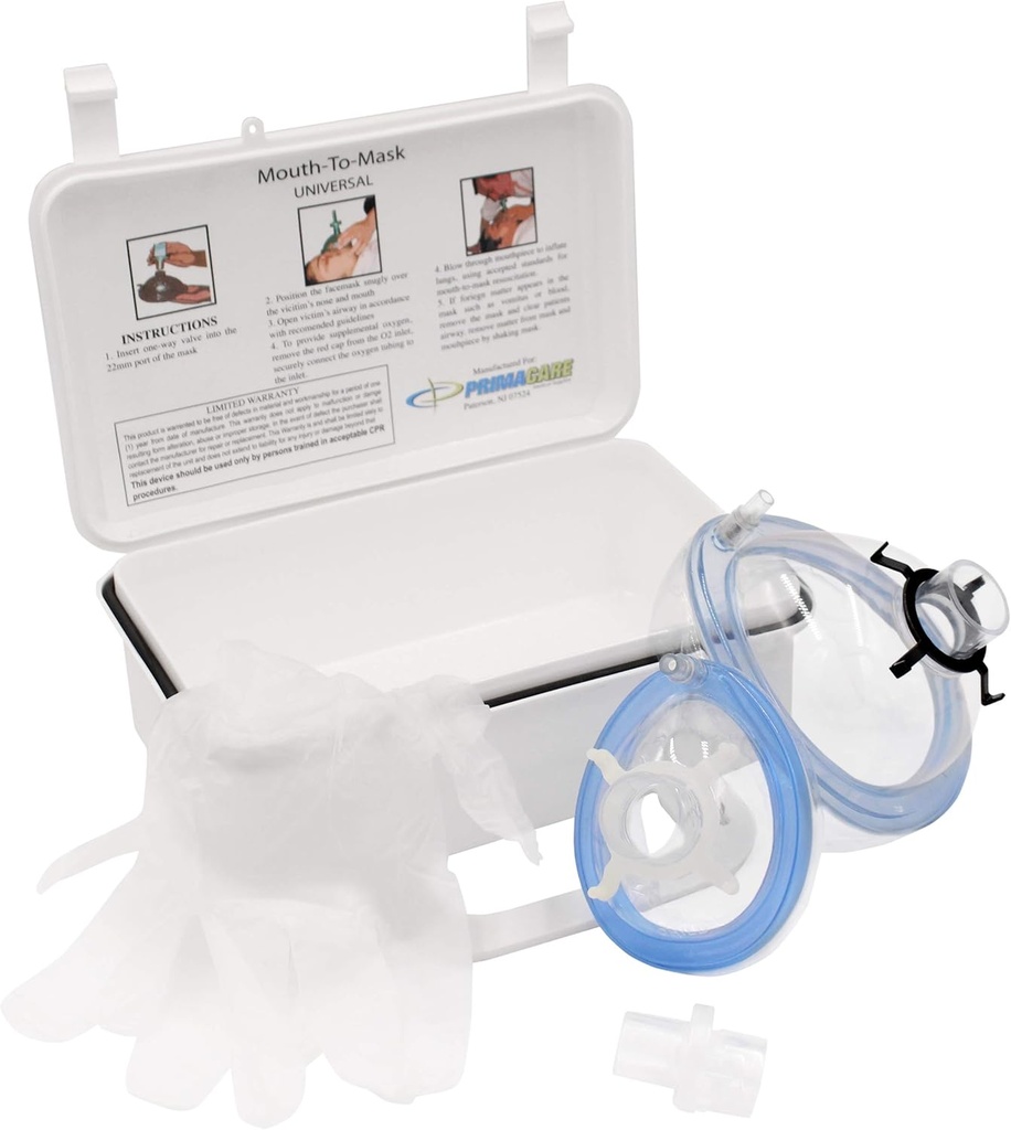 Primacare KC-1010 ΚΑPRΠΑ Κιτ ανάνηψης μάσκας διάσωσης για ενήλικες & παιδιά με μια βαλβίδα ενός Way στο στόμα για συμπληρωματικό οξυγόνο]