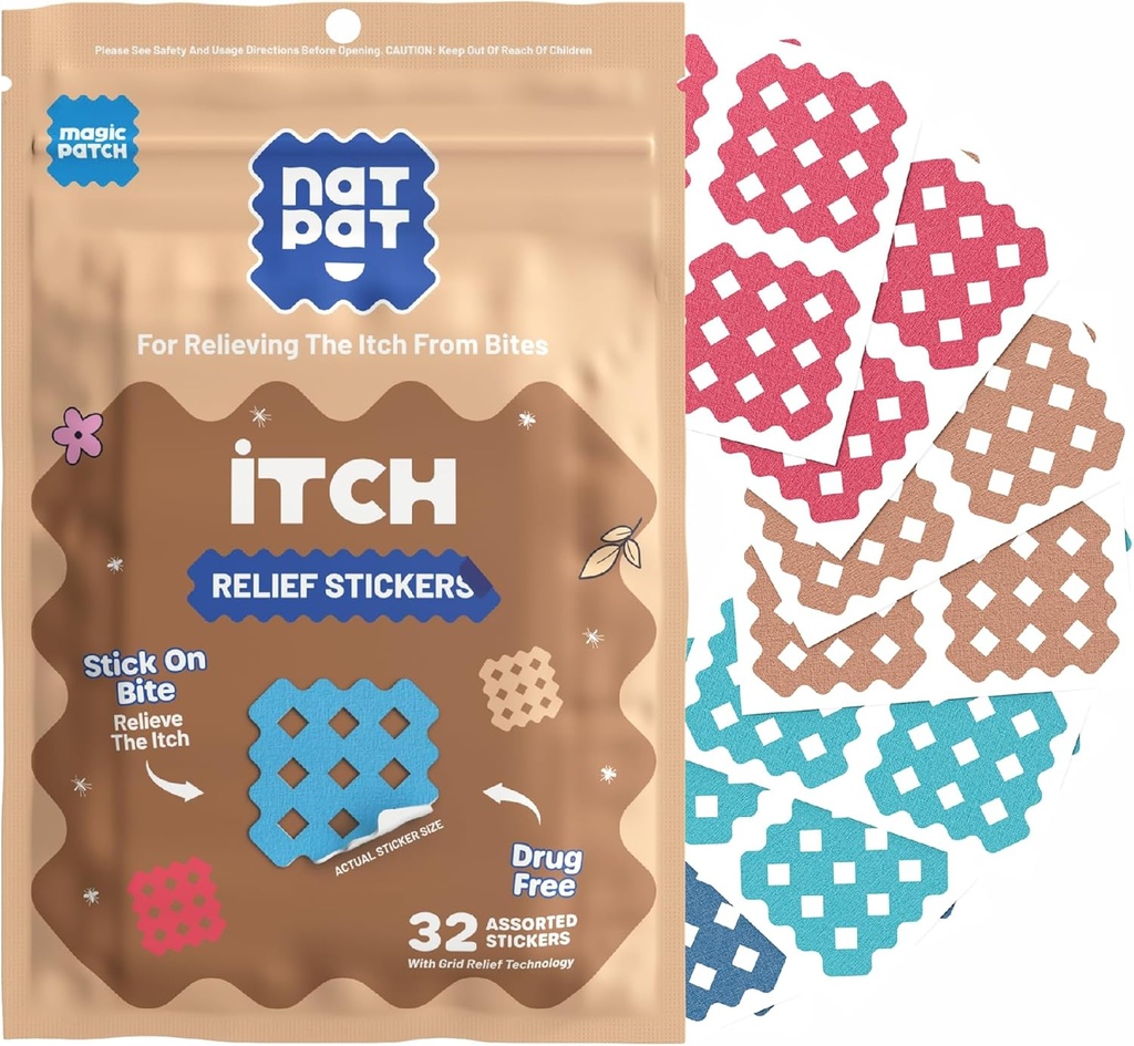 NATPAT Magic Patch Itch Relief Stickers - Έντομα Bite Patch για κουνούπια, τικς, μιντζ, αμμόμυγες και Bed Bugs - Buzzpatch - 32 Count