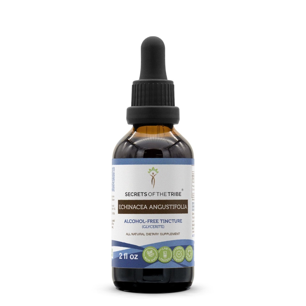 Μυστικά της Φυλής Echinacea Angustifolia Βάμμα Υγρού Εκχυλίσματος Χωρίς Αλκοόλ, Εκχύλισμα Αποξηραμένη Εchinacea Angustifolia (2 FL OZ)