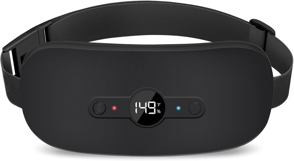 NOWWISH Βάση Θέρμανσης για Περιόδου Cramps Pain Relief, Portable Electric Cordless Menstrual Θέρμανση Pad Rechargeable with 6 Heat Levels and 6 Massage Modes, Christmas Gifts for Women Teen Girls, Black