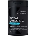 Sports Research® Total Omega-3 Fish Oil 2200mg - Κατασκευασμένο από κριλ Ανταρκτικής w/Astaxanthin, Wild Sockeye Salmon & Alaska Pollock - 960mg EPA & DHA - 120 Softgels