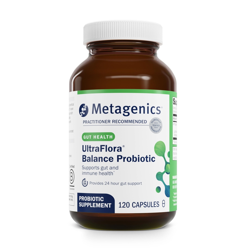 Μεταγονική UltraFlora Balance Probiotic - Ράφι-Stable Daily Gut Health Supplement for Digestive & Immune Support* - Μη ΓΤΟ & Χωρίς Γλουτένη - 120 Κάψουλες