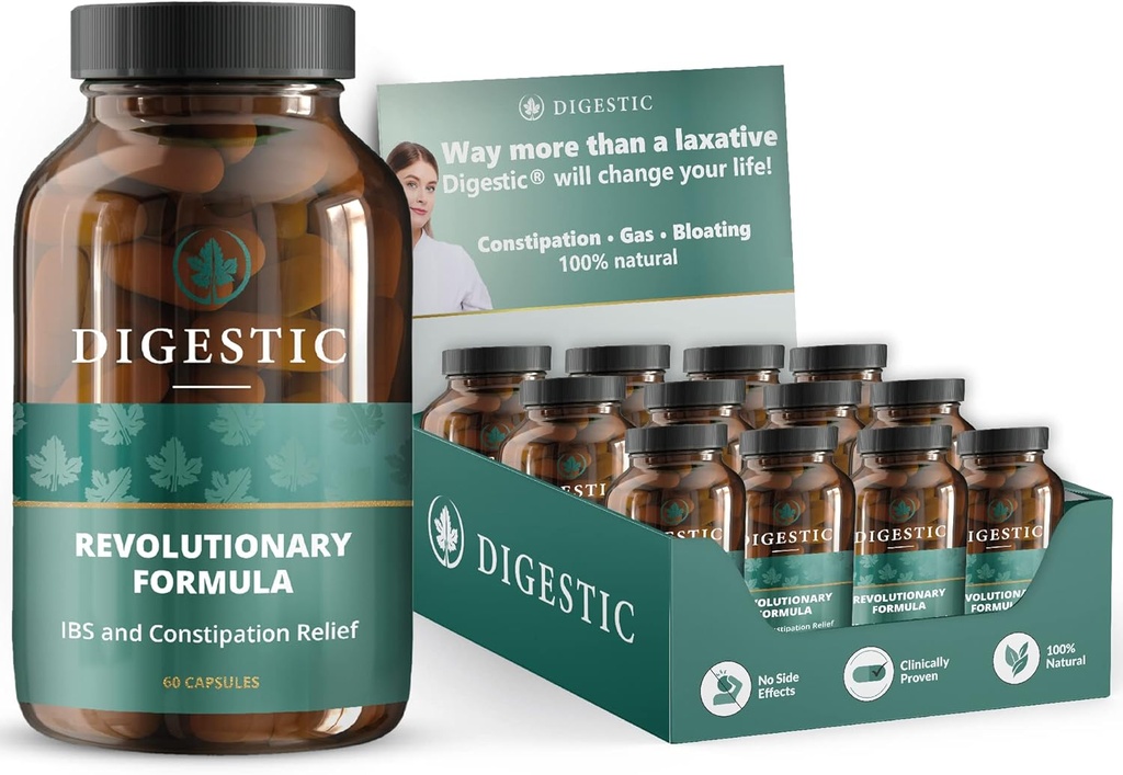 Digestic - Laxative for Constipation Relief - Αποσκληρυντής Σκακιών για IBS Σοβαρή Δυσκοιλιότητα 100% Φυσικό - 720 Κάψουλες - Colon Detox Cleanse, για Bloating and Gas Relief - Επαγγελματική συσκευασία μεταπωλητών