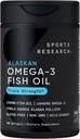 Αθλητική Έρευνα Τριπλή Δύναμη Ωμέγα 3 Fish Oil - Burpless Fish Oil Supplement w/EPA & DHA Λιπαρά Οξέα από Ενιαία Πηγή Άγρια Αλάσκα Pollock - 1250 mg, 180 ct