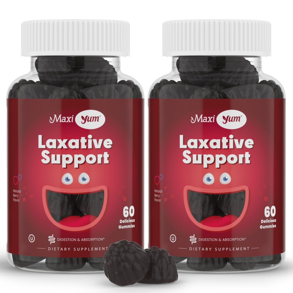Maxi Health Natural Laxative Gummies for Adults and Kids – Μη ΓΤΟ και Vegan Senna Soul Αποσκληρυντής Gummies – Berry Flavor Chewable Laxatives for Constipation Support (60 Count, Pack of 2)