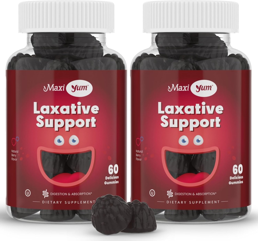 Maxi Health Natural Laxative Gummies for Adults and Kids – Μη ΓΤΟ και Vegan Senna Soul Αποσκληρυντής Gummies – Berry Flavor Chewable Laxatives for Constipation Support (60 Count, Pack of 2)