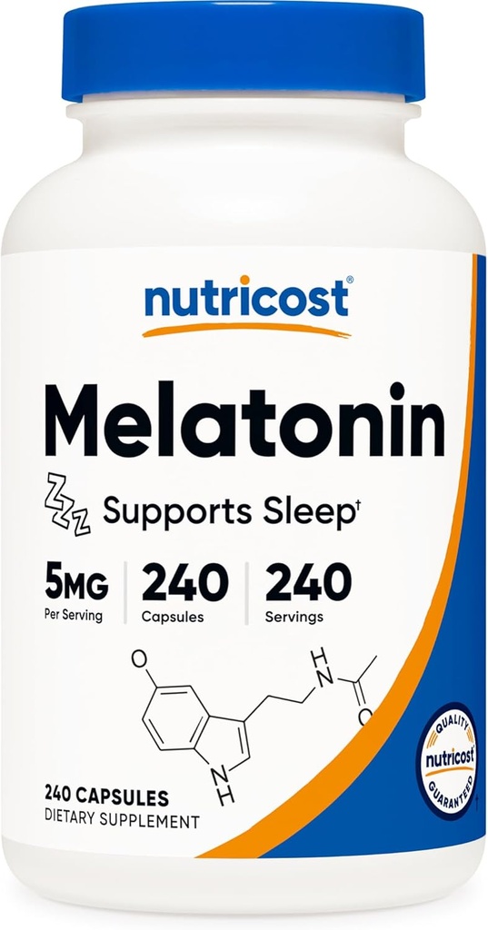 Nutricost Melatonin 5mg, 240 Capsules - 5mg Per Serving, Non-GMO, Gluten Free