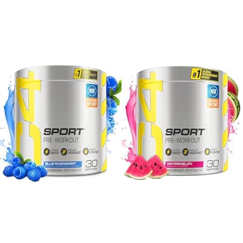 Cellucor C4 Sport Pre Workout Powder Bundle - Blue Raspberry+Watermelon - Pre Workout Energy with Creatine + 135mg Caffeine and Beta-Alanine Performance Blend - NSF Certified for Sport 30 Services