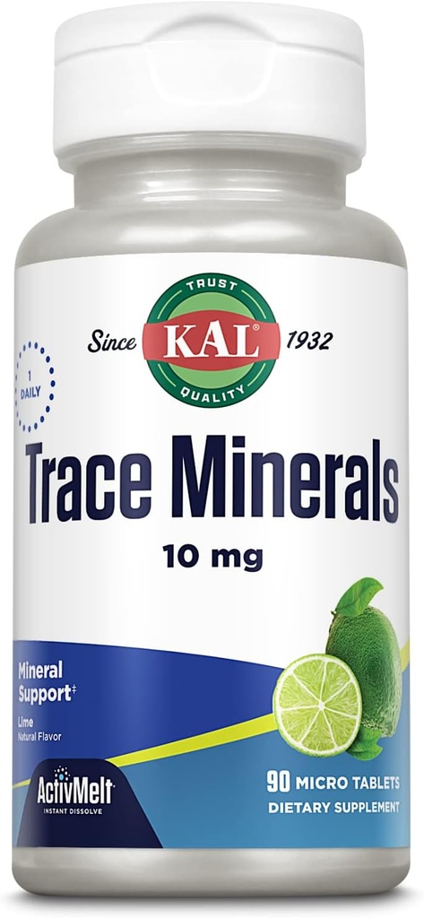 KAL Trace Minerals, Συμπληρώματα Ορυκτών 10 mg, Συμπληρώματα Φυσικών Ανιχνευτικών Ανιχνευτών Ασβέστη, Στιγμιαία Disισκία Διαλύσεως Δραστηριότητας για Βέλτιστη Απορρόφηση Ορυκτών Ιχνών, 90 Μερίδες, 90 Μικρο- Tabletισκία