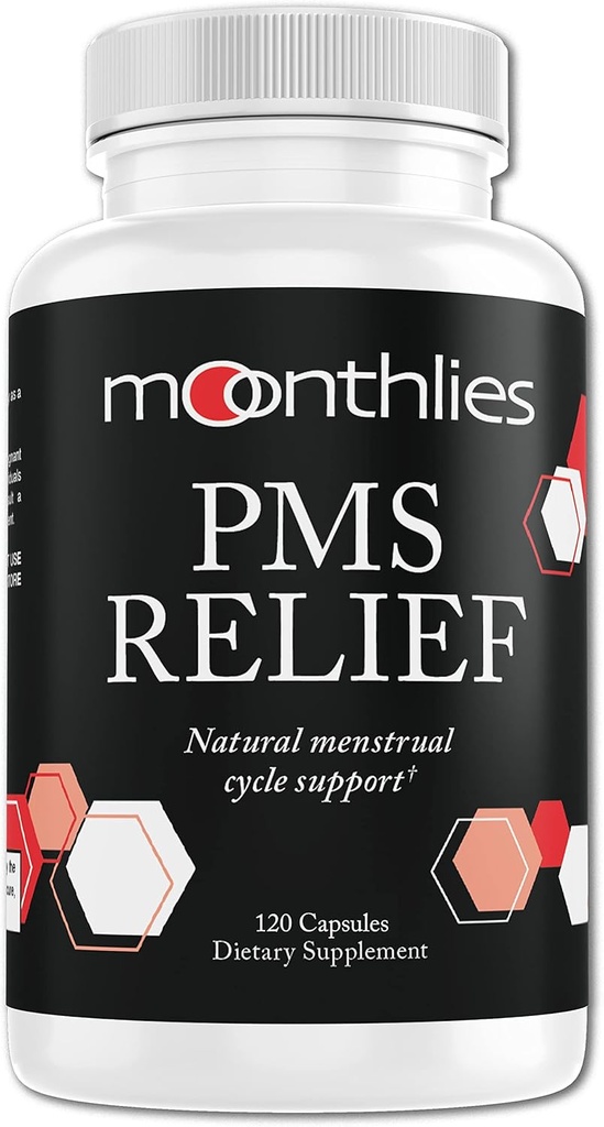 Moonthlies PMS Relief Supplement for Women Menstrual Cycle Support - Naturalli balance Mood Swings, Period Cramps, Bloating, Fatigue, Water Retention, PMDD, Perimenopause (60 Day Supply 120 Κάψουλες)