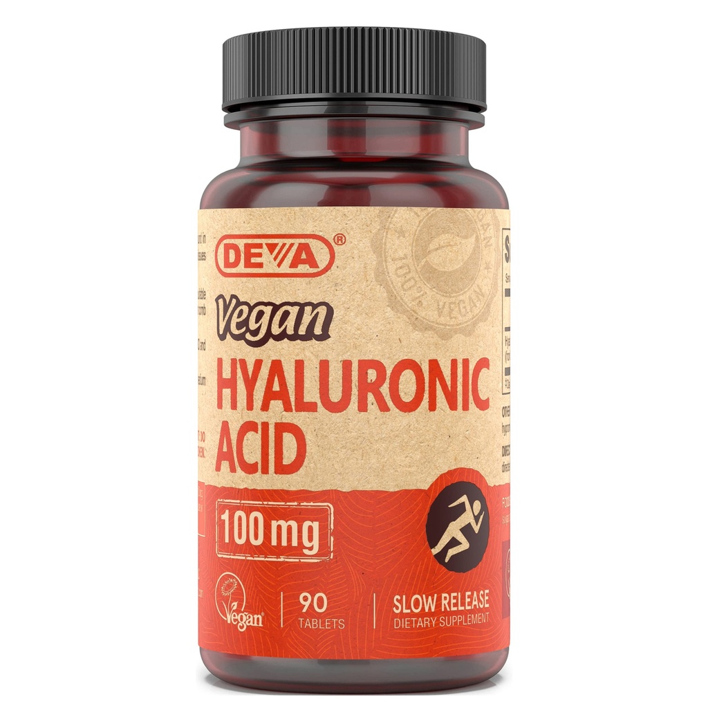 DEVA Διατροφή Vegan Hyaluronic Acid 100 mg - Μη ΓΤΟ & Μη Αιμολυτικά - 90 δισκία, 1- Pack