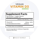Συμπλήρωμα Vegan Vitamin D3 5000 IU - Αμιγής, Υψηλής Ικανότητας D3 Βιταμίνη 5000 IU Συμπληρώματα για την Ανοσολογική Υγεία & Ισχυρή Οστέινα Υποστήριξη - 120 κάψουλες, που παρέχουν μια 2-μηνη προμήθεια VIT D3