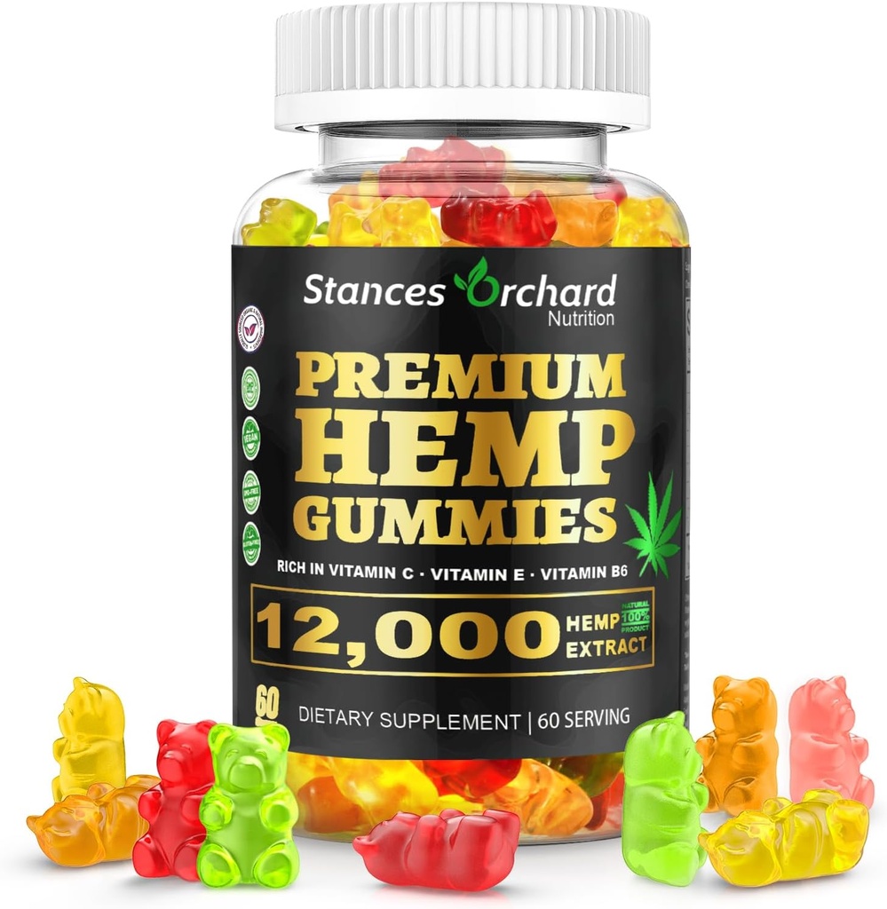 Hemp Gummies Advanced Extra Strength - Υψηλής ισχύος κάνναβη Gummy για ενήλικες Χαλάρωση - Φυσικό, Βιολογικό, Χωρίς Ζάχαρη, Vegan, Φρουτώδεις Βρώσιμες - 60 Count, 2-Month Supply