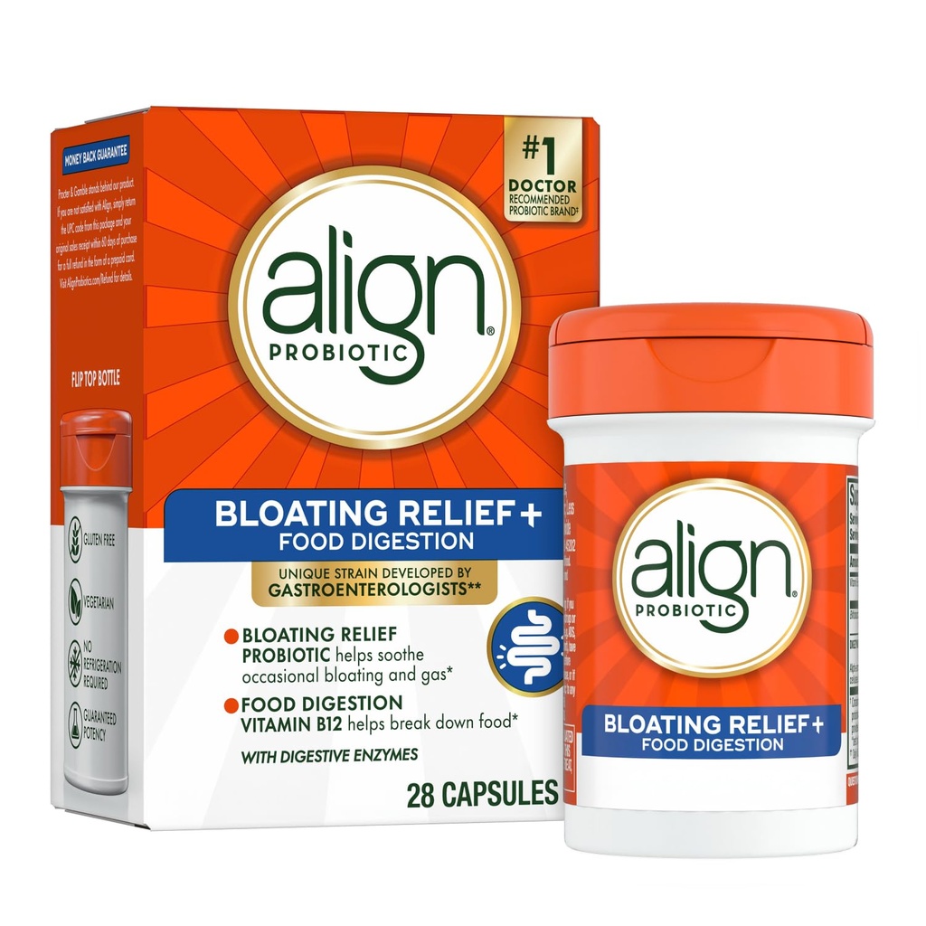 Align Probiotic Bloating Relief + Food Digestion, Probiotics for Women and Men, #1 Doctor Recommended Brand‡, Προάγει την Digestive Υγεία και βοηθά στη στήριξη του μεταβολισμού των τροφίμων*, 28 Κάψουλες