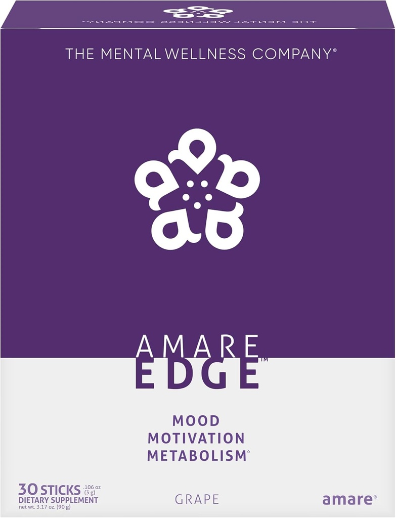 Amare EdgeTM Plant Based Nootropic Powder Drink for Endurance and Motivation, Σταφύλι, 30 Σερβιέτες