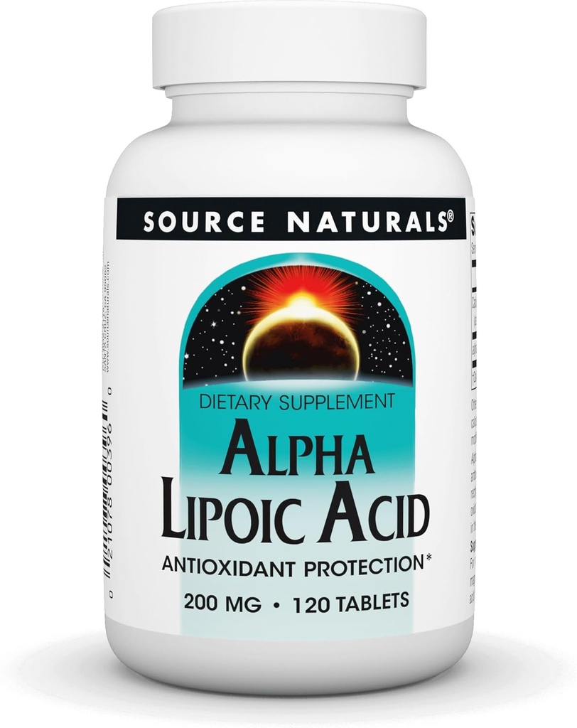 Source Naturals Alpha Lipoic Acid 200 mg Υποστηρίζει τον υγιή μεταβολισμό ζάχαρης, τη λειτουργία του ήπατος και την παραγωγή ενέργειας - 120 δισκία