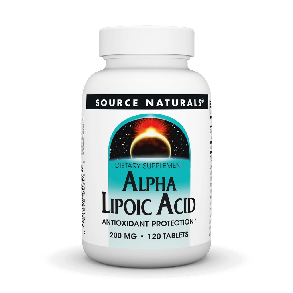 Source Naturals Alpha Lipoic Acid 200 mg Υποστηρίζει τον υγιή μεταβολισμό ζάχαρης, τη λειτουργία του ήπατος και την παραγωγή ενέργειας - 120 δισκία