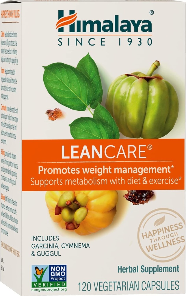 Himalaya LeanCare - Βότανο συμπλήρωμα για το βάρος και το μεταβολισμό Υποστήριξη με Garcinia Cambogia, Gymnema Sylvestre, και Guggul - Vegan, μη GMO, Χωρίς γλουτένη, 600 mg, 120 κάψουλες