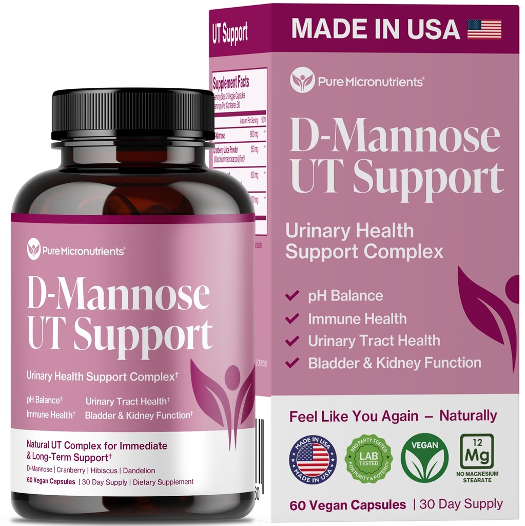 Αμιγής D Mannose κάψουλες 1000mg ανά σερβίρετε - γρήγορη δράση UTI υποστήριξη - ούρα Φυλλαδική καθαρισμός & βλεννογόνος υγεία - Cranberry, D- Mannose, Dandelion, Hibiscus λουλούδι - 60 Veggie Caps