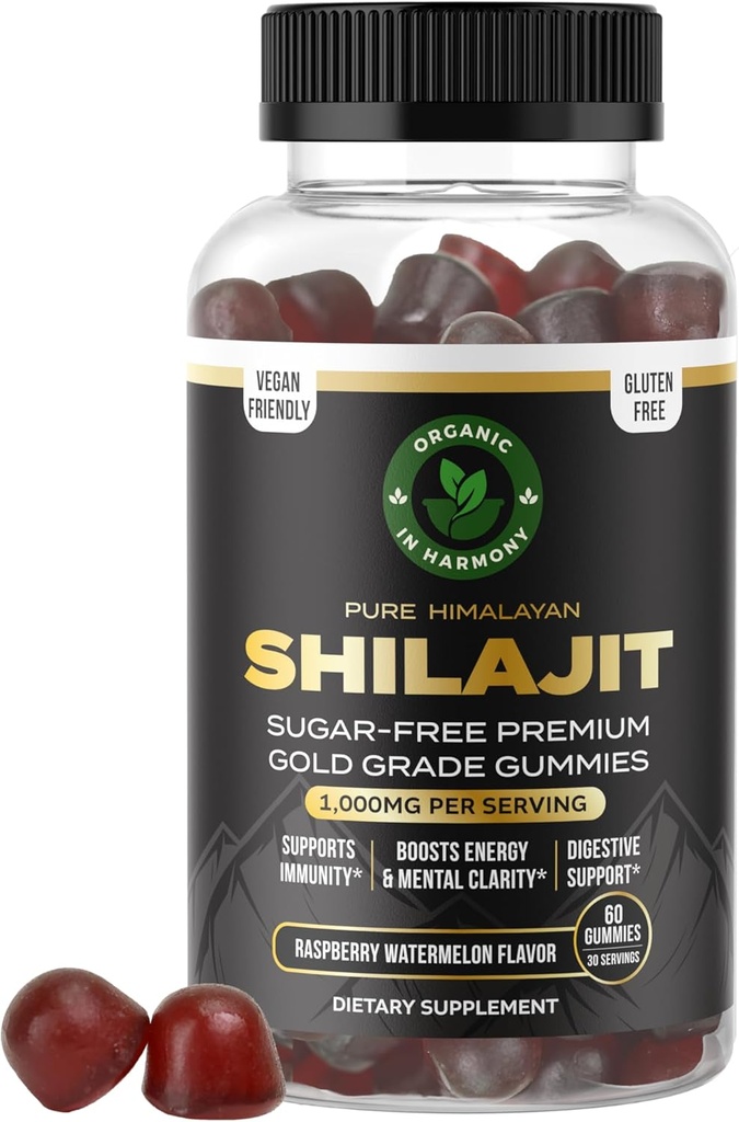 30.000 MG Pure Organic Shilajit Gummies for Men & Women, Sugar-Free Shilajit Supplement, 85+ Trace Minerals & Fulvic Acid - Βελτιώστε το Congitive & Mood, την Ανοσία και την Ενέργεια, 60 Gummies.