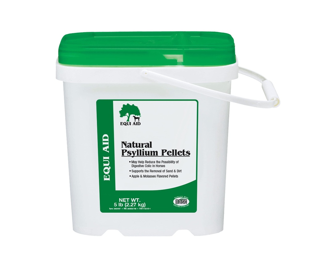 Farnam Equi Aid Natural Horse Psyllium Pellets, Supports Removal of Sand & Dirt From Ventral Colon, Horse Digestion Support, Fiber Supplement, Apple/Molasses Flavor, 5 lb, 16 Scoops