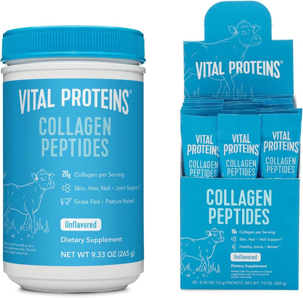 Vital Proteins Collagen Peptides Powder Άγευστη σκόνη 9,33 OZ+ 20 Count Stick Pack