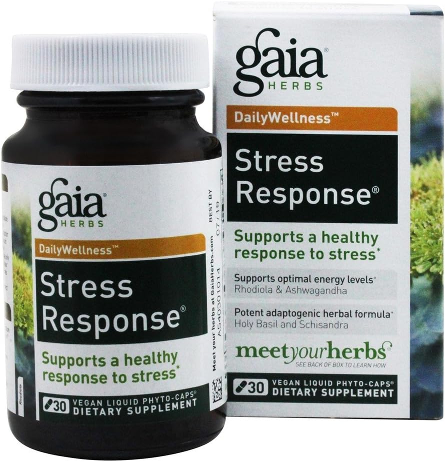 Ανταπόκριση στο στρες με Rhodiola, Ashwagandha Holy Basil (30 Χορτοφαγικές Υγρές Κάψουλες)