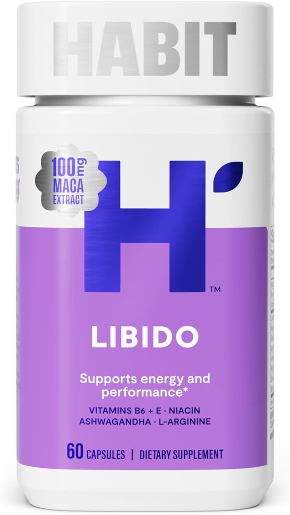 Habit Libido συμπλήρωμα (60 κάψουλες) - Νέα εμφάνιση, φυσικό αφροδισιακό μείγμα με Maca, Ashwagandha L-αργινίνη, υποστηρίζει την ενέργεια και την απόδοση, Vegan, μη GMO (1 πακέτο)