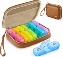 AUVON Weekly Pill Organizer 3 φορές την ημέρα, μεγάλο κουτί χάπια 7 ημέρα με μια τσάντα δέρματος PU, Protabel Travel Pill περίπτωση φαρμακευτική υπενθύμιση, Daily Pill Box 3 φορές την ημέρα για βιταμίνες, ιχθυέλαια, συμπληρώματα