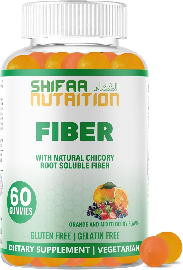 SHIFAA NUTRITION Halal & Gluten Free Fiber Gummies for Kids & Adults 