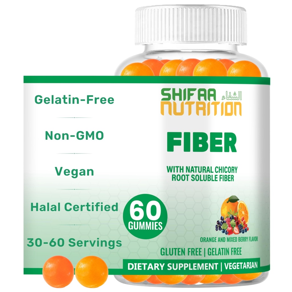 SHIFAA NUTRITION Halal & Gluten Free Fiber Gummies for Kids & Adults 