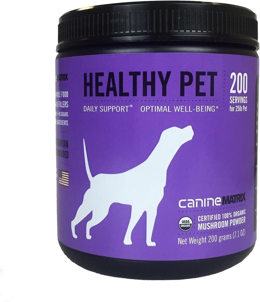 Mushroom Matrix Canine Organic Mushroom Supplement Healthy Pet for Dogs, Daily Immune Support, 200 Grams (Packaging May Vary)