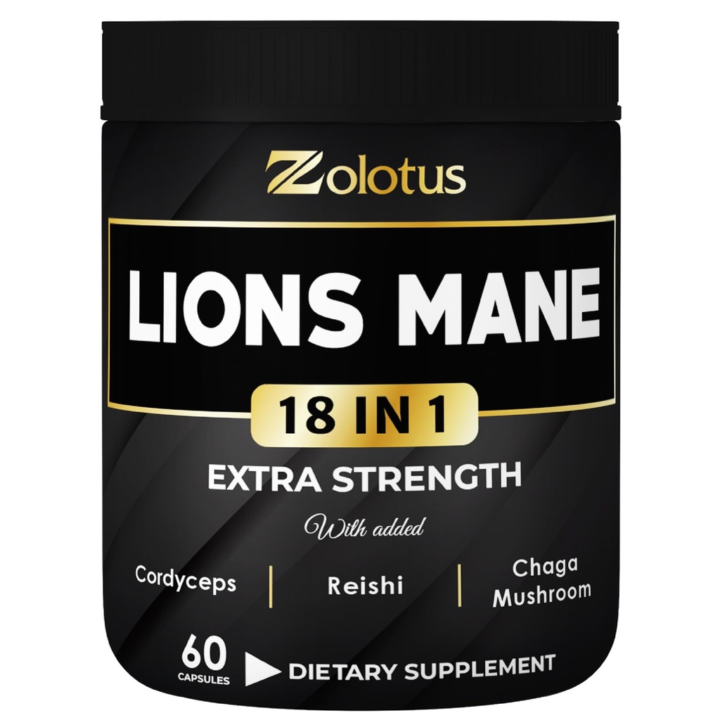 Zolotus Lions Mane Mushroom Κάψουλες με Cordeyceps, Elderberry, Ginkgo Biloba, Bakopa - 60 Κάψουλες
