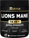 Zolotus Lions Mane Mushroom Capsules with Cordeyceps, Elderberry, Ginkgo Biloba, Bacopa - 60 Capsules