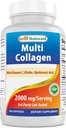 Best Naturals Multi χάπια κολλαγόνου 2000mg για γυναίκες & άνδρες - Υδρολυμένες κάψουλες κολλαγόνου για δέρμα μαλλιών και νύχια με τύπους I II III V X, βιοτίνη, υαλουρονικό οξύ & βιταμίνη C