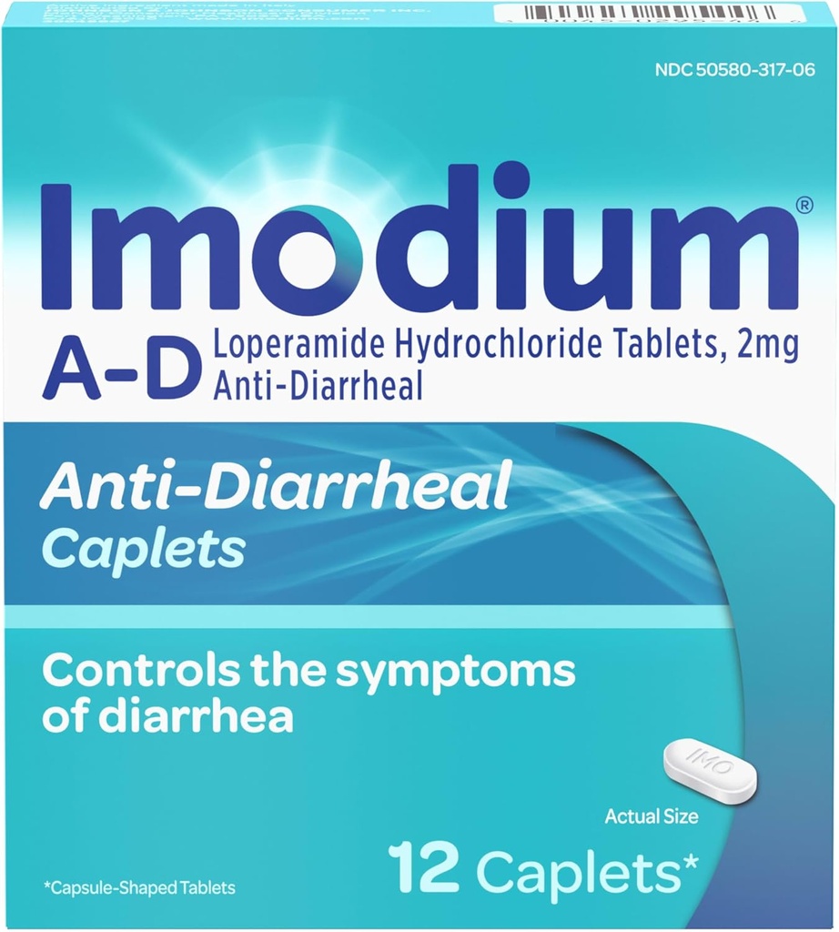 Imodium AD Diarrhea Relief Caplets με υδροχλωρικό Loperamide, 12 Count