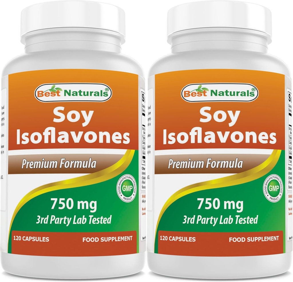 Best Naturals Ισοφλαβόνες Σόγιας 750 mg 120 Κάψουλες (120 Count (Pack of 2))